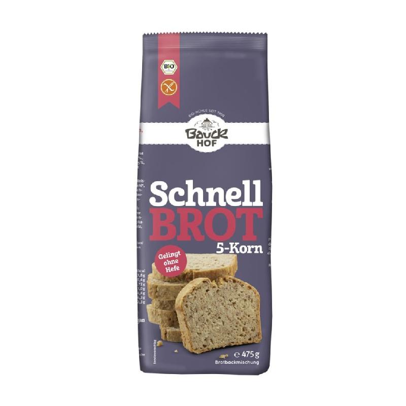 BAUCKHOF Schnellbrot 5-Korn glutenfr 475 g