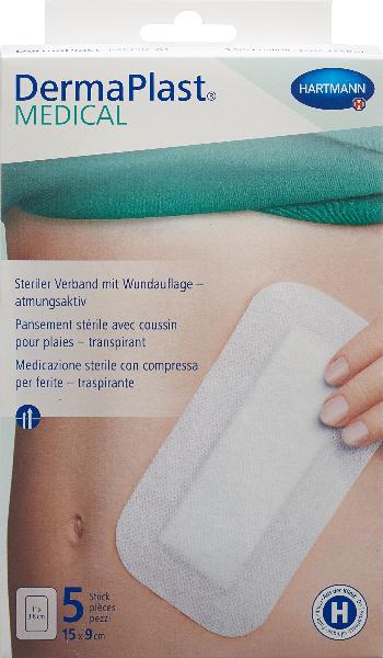 DERMAPLAST Medical Vliesverband 15x9cm 5 Stk