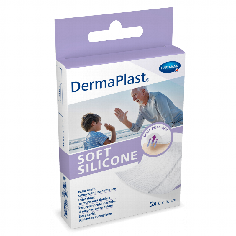 DERMAPLAST Soft Silicone 6x10cm 5 Stk