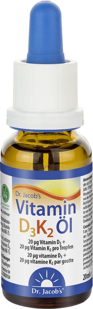 DR. JACOB'S Vitamin D3 K2 Öl Tropfen 800 IE 20 ml