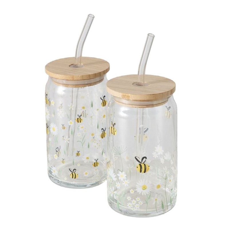 HERBORISTERIA Partyglas Honey Deckel und Trinkhalm