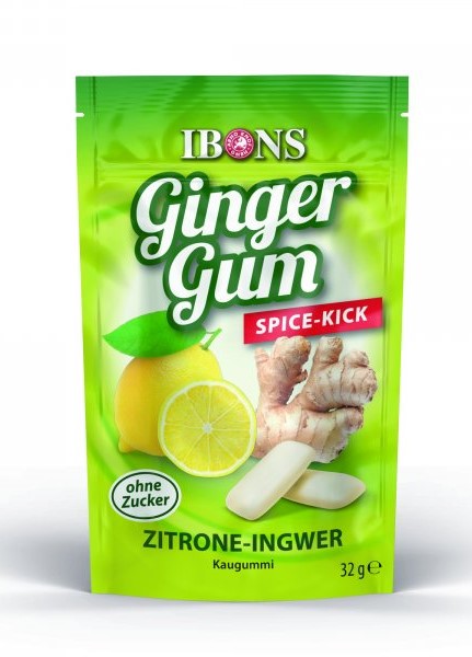 IBONS Ingwer-Zitrone Kaugummi ohne Zucker 32 g
