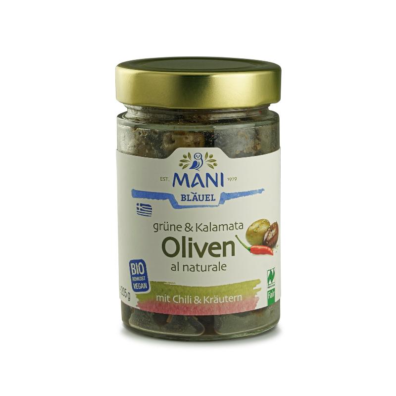 MANI Kalamata Oliven al naturale Roh Bio 205 g