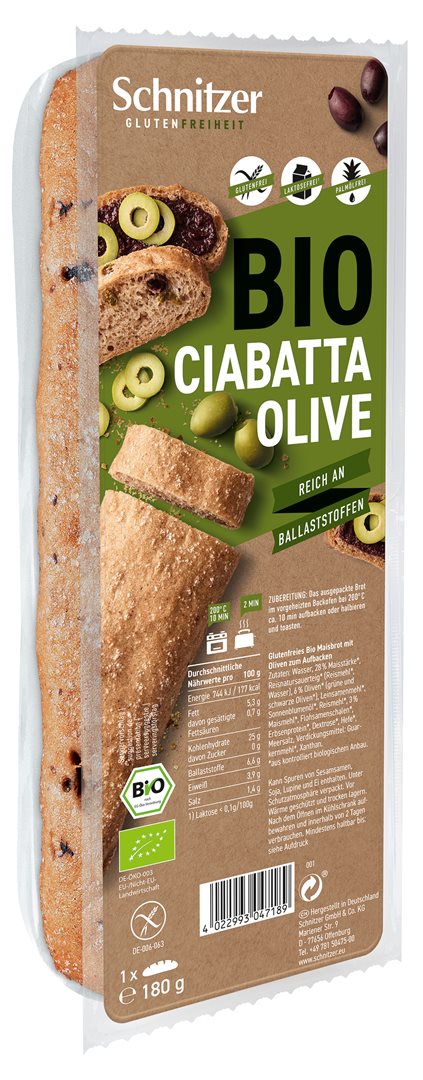 SCHNITZER Bio Ciabatta Olive Btl 180 g