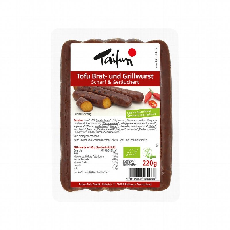 TAIFUN Tofu Brat- und Grillwurst scharf 220g